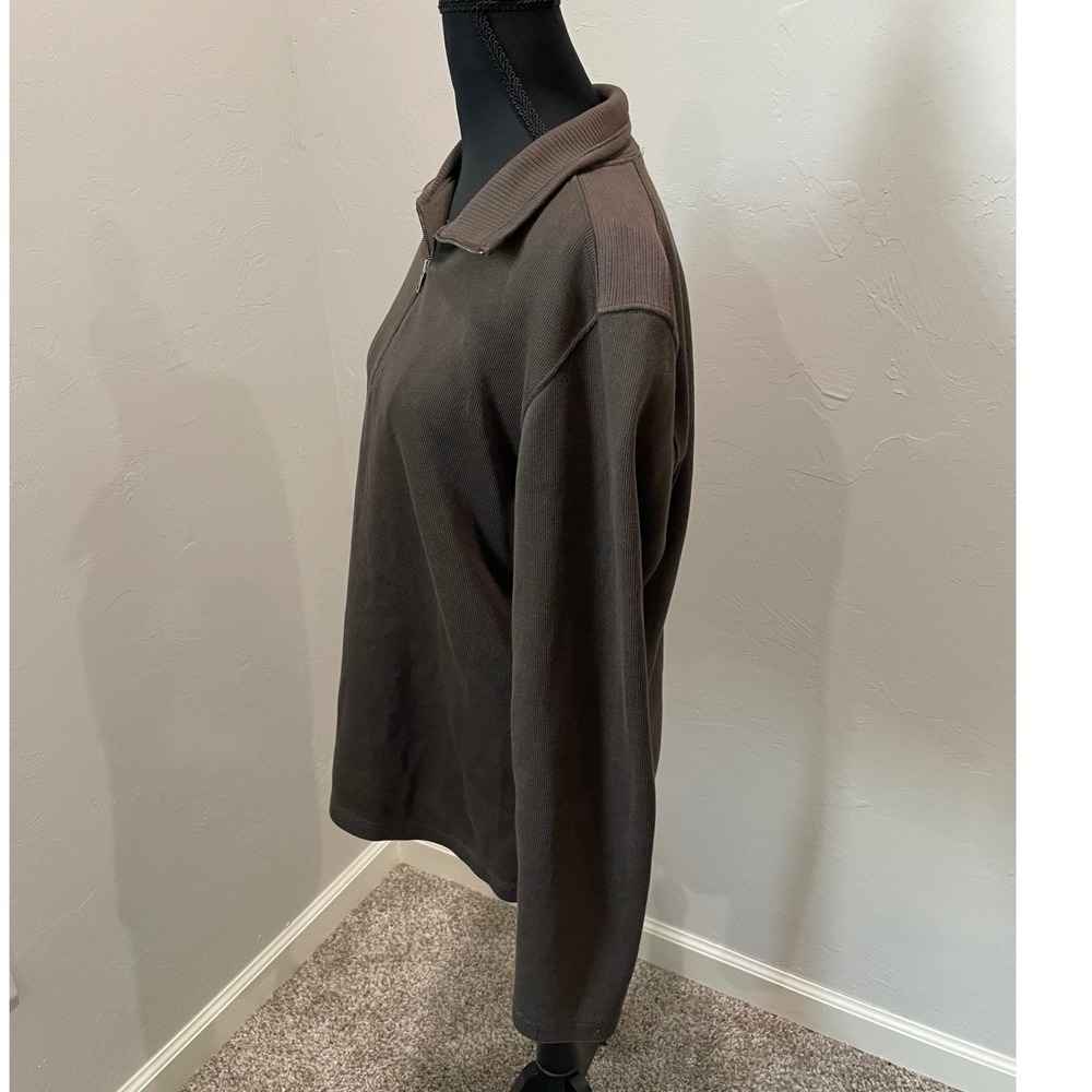 Banana Republic Brown 100% Cotton Quarter Zip Ribbed Pullover Sweater Womens S - Picture 3 of 7